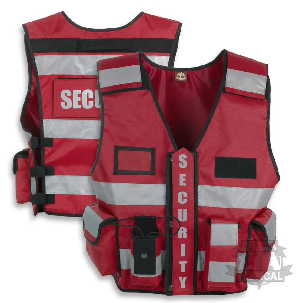 TACTICAL SECURITY DUTY PATROL VEST RED SIA INDUSTRY DOOR STAFF