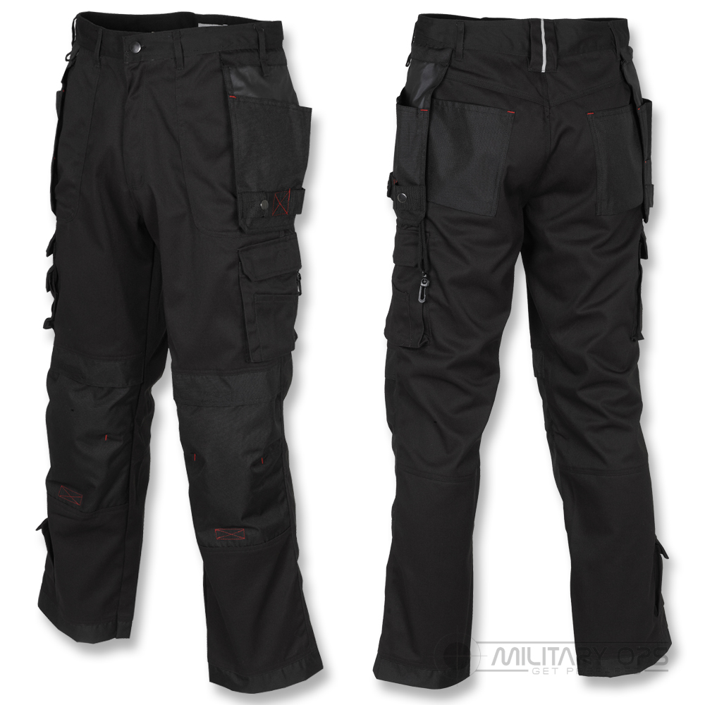 IRONMAN WORK TROUSERS HEAVY DUTY REINFORCED WORKWEAR KNEE BLACK BUILDER
