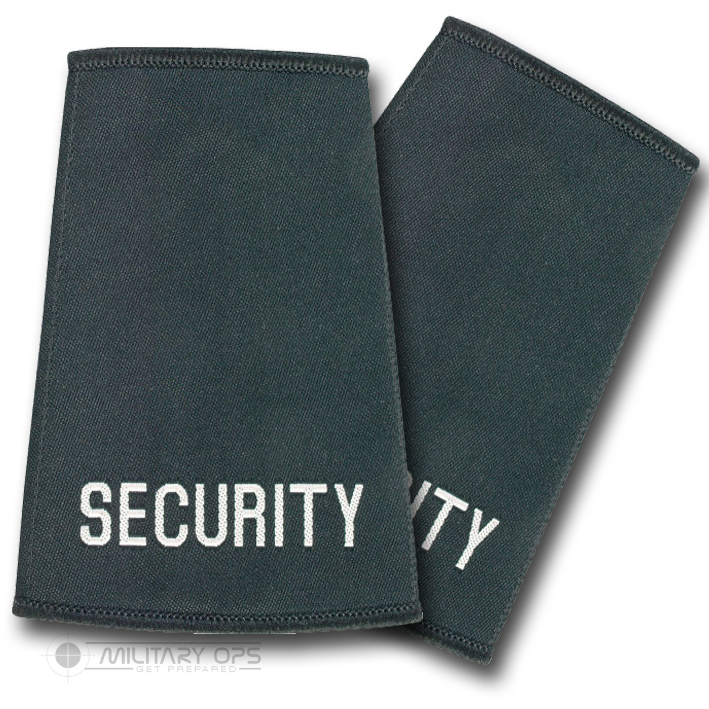 SECURITY SHOULDER EPAULETTES BLACK GUARD EMROIDERED RANK PAIR TAB eBay
